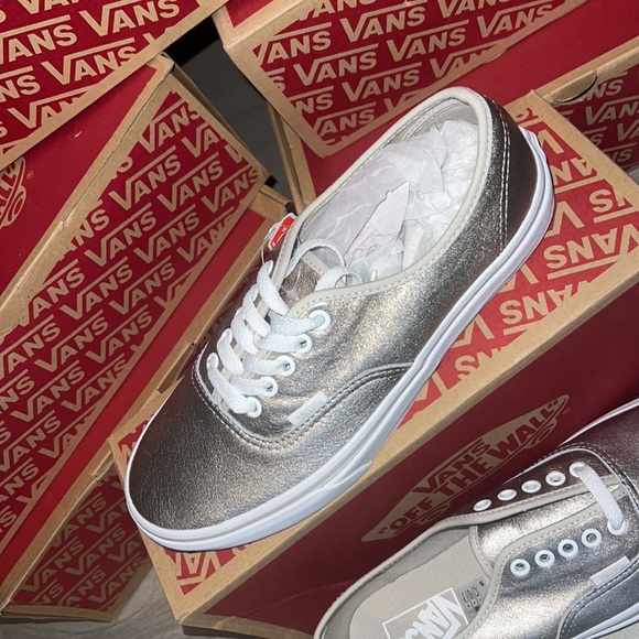 🔥 VANS AUTHENTIC FOIL GRAY GOLD SHOES LACE UP 🔥 - Picture 3 of 6